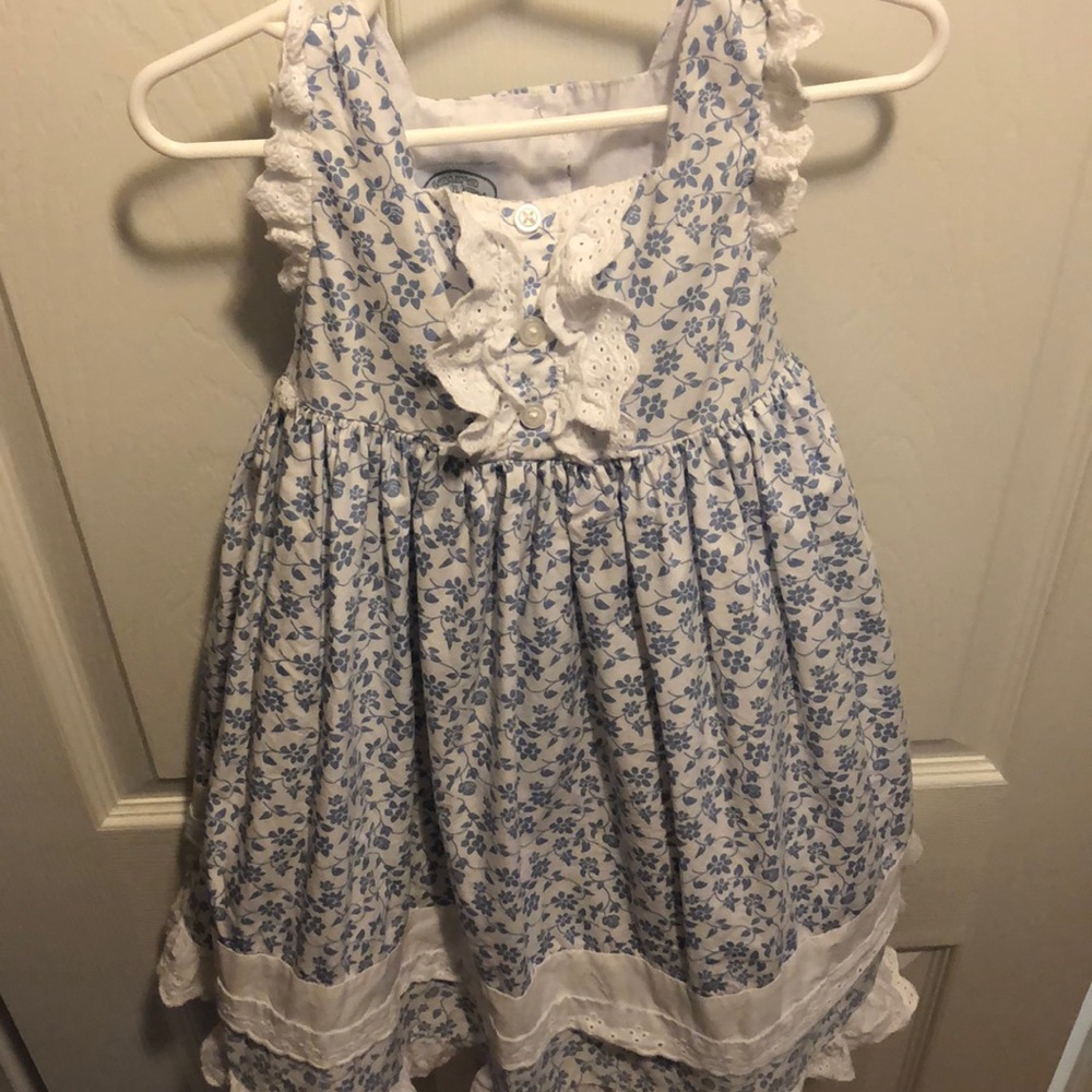 Laura Ashley Baby Blue and White Ruffle Dress 2T